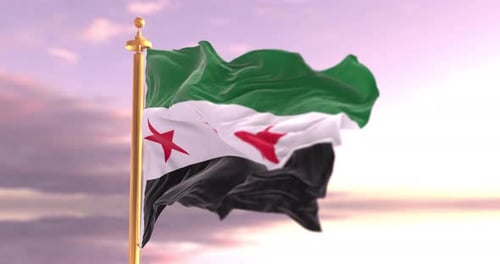 Realistic Flag Waving in Wind on Golden Pole