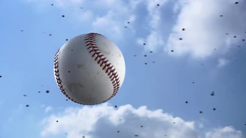Close Up Baseball In Motion Dust Particles Sports Action Shot