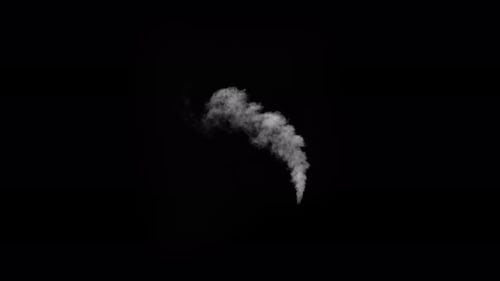 Fume Collection: A 4k shot of smoke leak curving sideways on black background