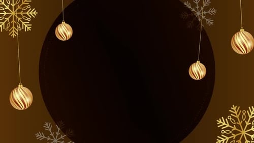 Elegant Golden Christmas Background with Snowflakes and Ornaments