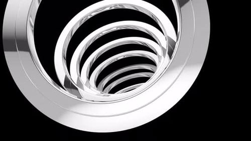 3D Loopable White Chrome Circles Background With Alpha Channel