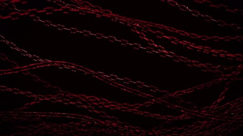 Dynamic Red Metallic Chains Abstract Animated Background