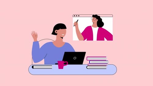 Flat Design Animation: Online Education and Remote Video Call