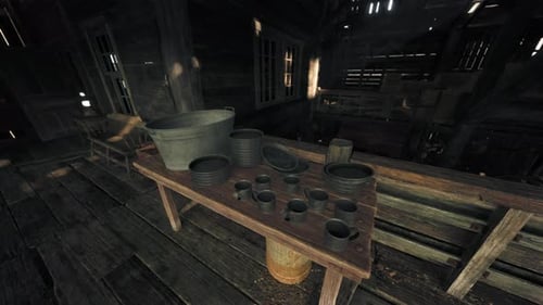 Dynamic Sunlight in Rustic Wooden Room Interior Animation