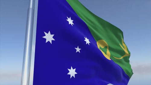 Christmas Island Flag Waving in Wind Loop