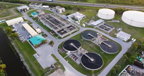 Aerial View of Water Treatment and Filtration Facility