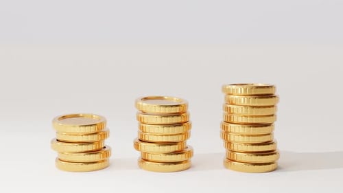 Animated 3D Golden Coins Stacking for Financial Growth