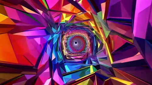 Boucle de tunnel à facettes multicolore vibrante abstraite