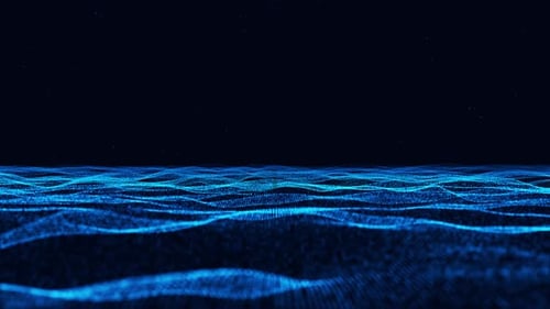 Wave Particle Wireframe Tunnel Dark Grid Background Light Effect Digital Technology