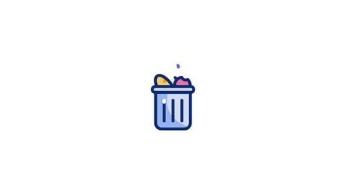 Animated Flat Design Trash Can Icon Emptying and Filling