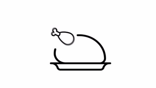 Roasted Chicken Flat Icon Animation With Seamless Loop and Alpha