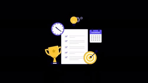 Animated Business Planning and Achievement. Short Term Plan Concept Video - Transparent