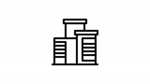 Animated Line Art Office Building Icon