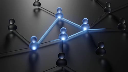 Expanding Network of Glowing User Icons