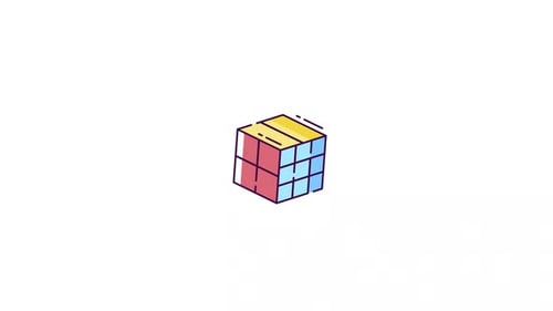 Geometric Rubik's Cube Rotating Animation