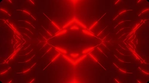 Dynamic red neon lights pulse in a futuristic abstract tunnel