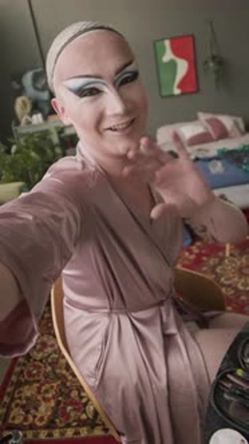 POV of Queer Man Video Blogging at Home