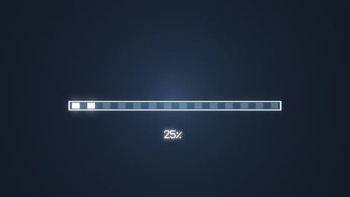 Animation de progression de la barre de chargement, compte à rebours à 100%