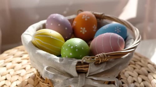 Festive Easter Eggs in Basket for Holiday