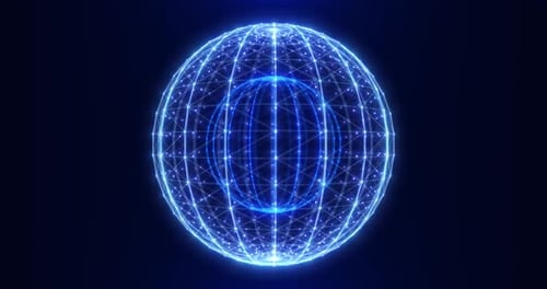 Esfera abstracta del plexo energético, ciberbola tecnológica, concepto de conexión, visualización de big data