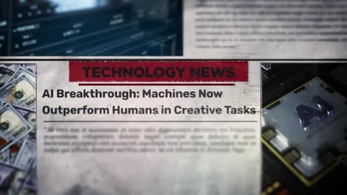 AI Technology News Headline with Money and Microchip