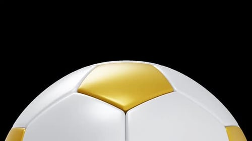 White and gold football ball on transparent background with alpha channel