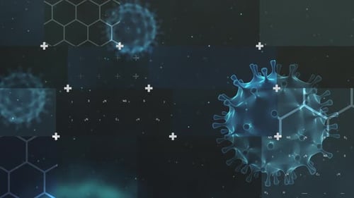 Nano Collection: Background loop animation of bacteria moving on a dark green background