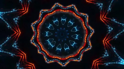 Dynamic neon kaleidoscope animation with vibrant glowing colors
