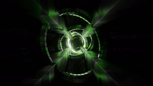 Green And Gray Rings In Walls Background Vj Loop In 4K