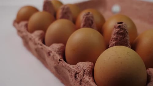Chicken Eggs in a Cardboard Package