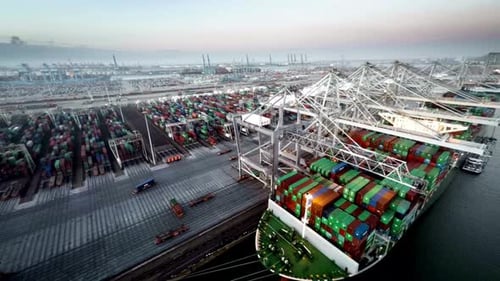 Breathtaking And Beautiful View Of Container Ship in Port