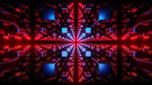 Red and Blue Abstract Cubic Dimension Background VJ Loop in HD