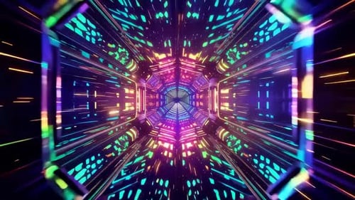 Futuristische Neon-Sci-Fi-Tunnel-VJ-Loop-Bewegungsgrafik mit Gl