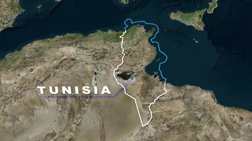 3D Earth Zoom to Tunisia Map Highlight