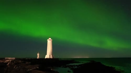 Aurora Borealis Northern Lights in Iceland Real Night Sky with Stars Time Lapse Astronomical