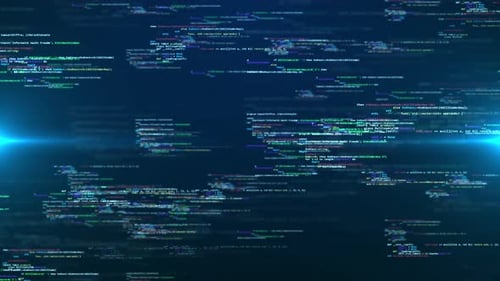 Abstraktes Hologramm 3D Big Data Digitale Stadt mit futuristischer Matrix-Technologie