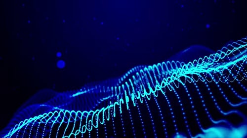Futuristic Blue Particle Wave Data Network Background Loop
