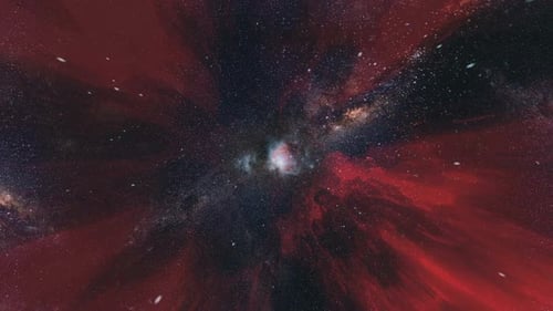 Red Interstellar Tunnel Travel Through Space at Lightspeed