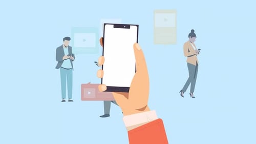 Flat Design Animated People Using Social Media on Phones
