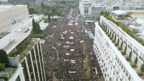 Athens Memorial for Tembi Train Disaster – One Million People Honor the Fallen