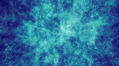 Abstrakter blauer Hintergrund aus kleinen runden Bokeh-Partikeln, schöne Feiertagsschneeflocken