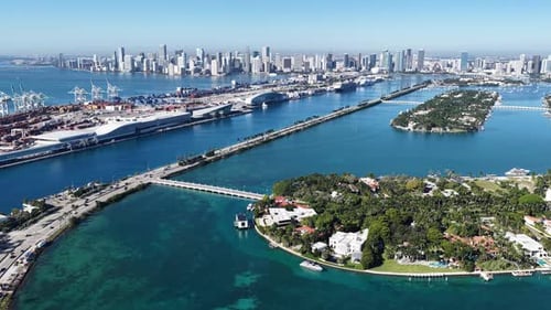 Miami Skyline. Scenic Highrise Buildings. Beautiful Skyline. Big City Landscape.