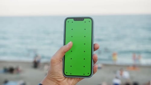 Smartphone portátil Chroma Key con pantalla verde