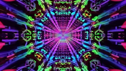 4K Neon Abstract Tunnel Motion Graphic Background Cyberpunk
