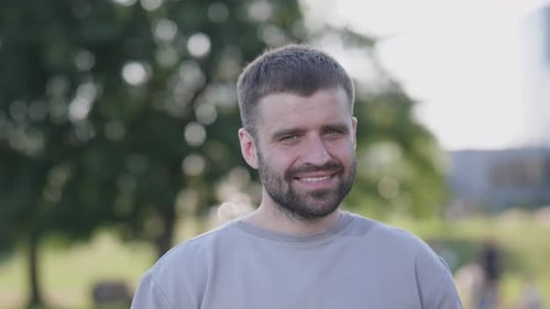 Smiling Man Portrait Outdoors Close Up