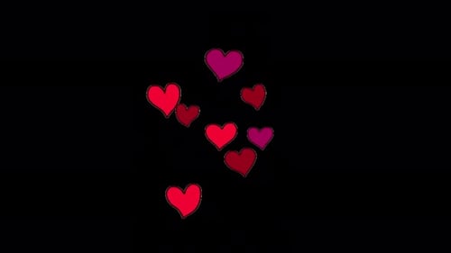 Animación de garabatos en forma de corazón dibujado a mano roja