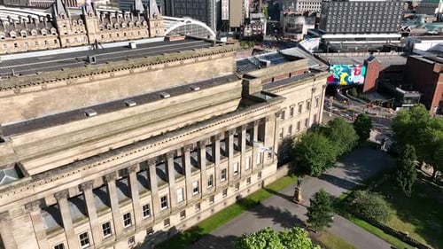 St George's Hall - Aerial view of Liverpool England skyline and landmarks