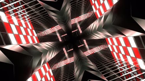 Red And White Neon Spike Tunnel Background Vj Loop In 4K