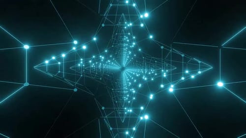 Abstract neon network tunnel animation for futuristic tech