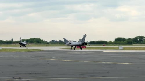 Fighter Jets Taxiing At Airport